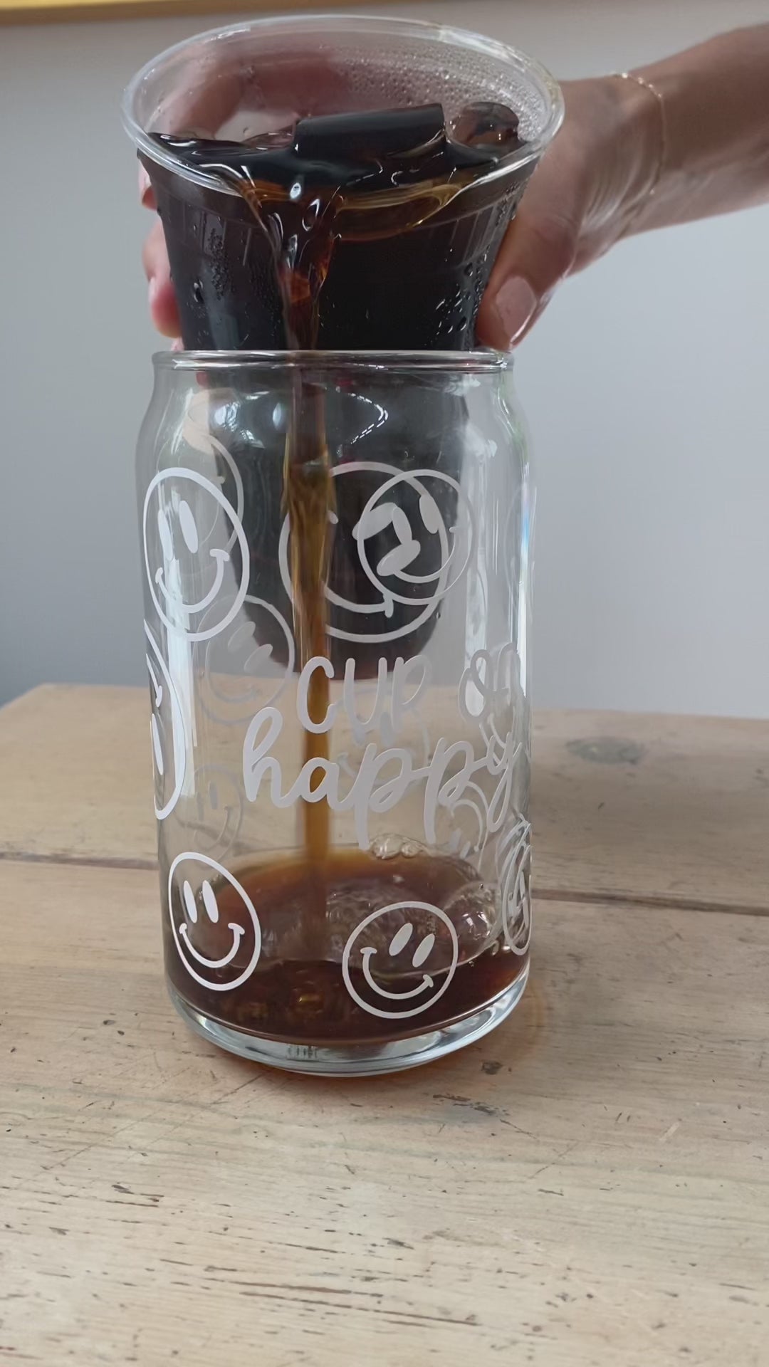 Pink Cup of Happy Smiley Iced Coffee Glass – The Pink Edition