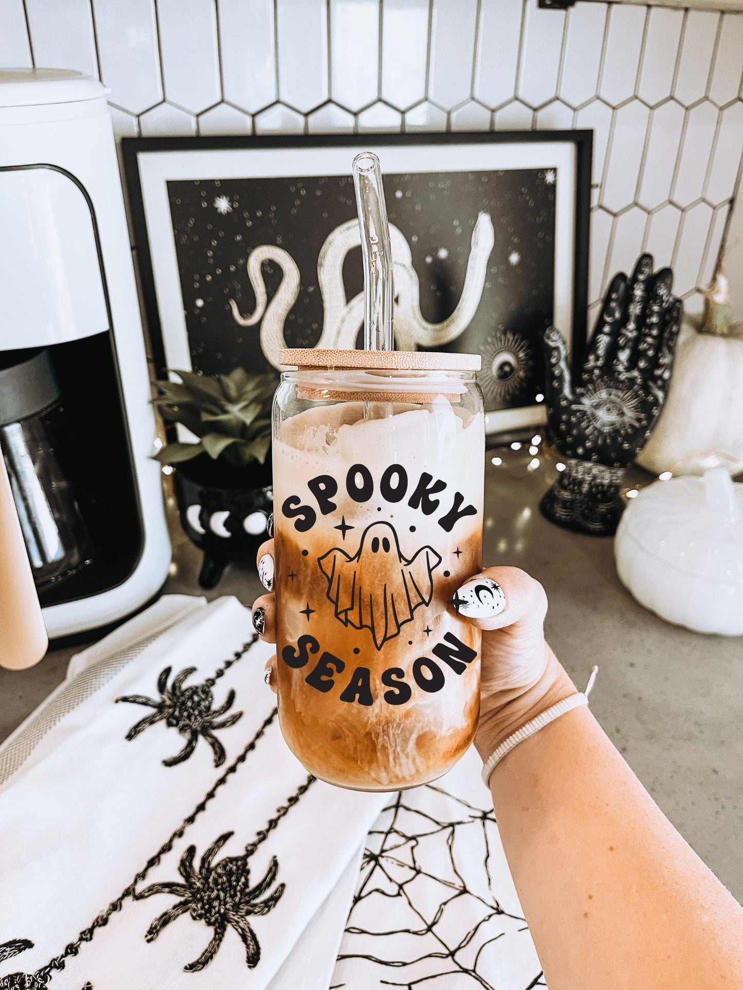Spooky Season Iced Coffee Glass